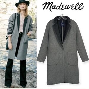 Madewell Monsieur Coat Grey Wool Blend Oversized Color Block Long Jacket XS